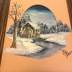 Jan PERDEW vintage winter landscape Blue painting